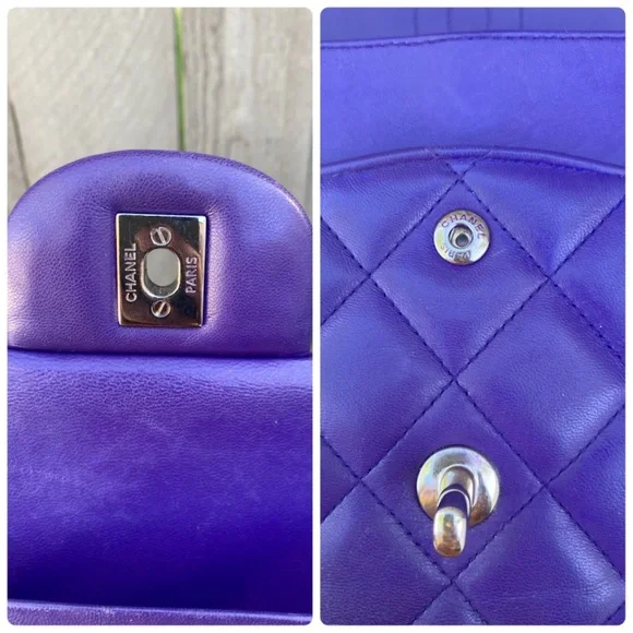 ⭐️JUMBO⭐️CHANEL classic Lambskin Jumbo double flap Lavender quilted silver chain - Picture 15 of 17